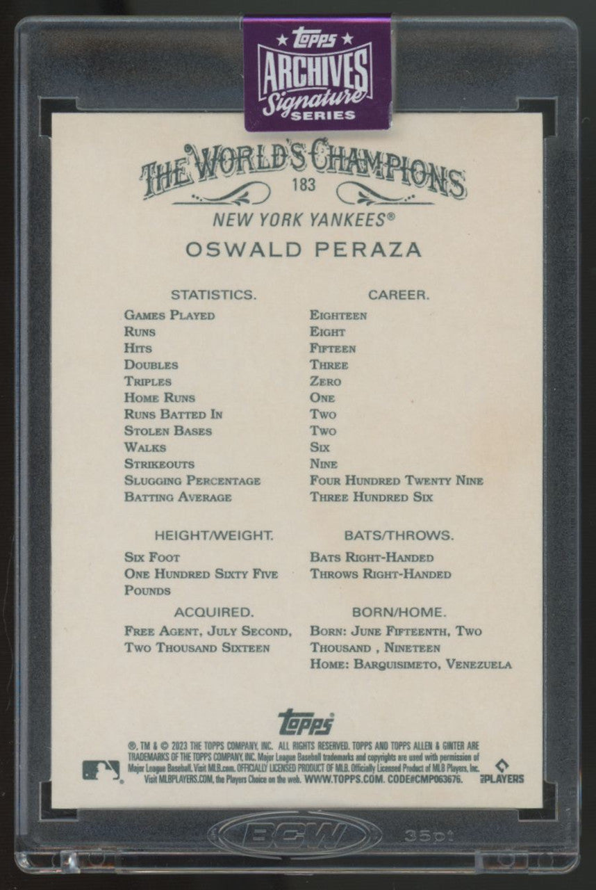 2025 Topps Archives Signature Series Oswald Peraza Auto /25 #183