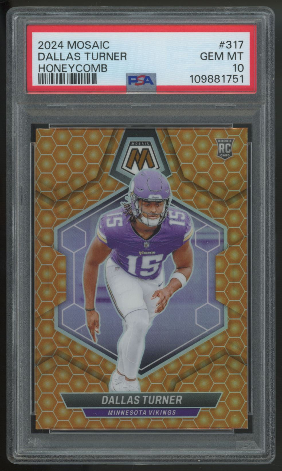 2024 Panini Mosaic Dallas Turner RC Honeycomb SSP #317 PSA 10