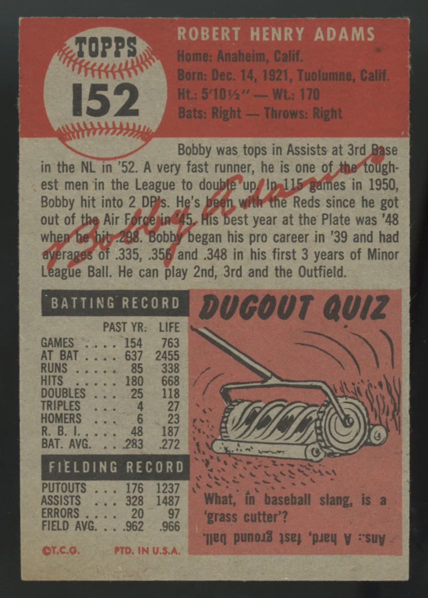 1953 Topps Bob Adams #152 EX