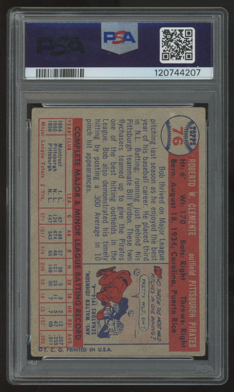 1957 Topps Roberto Bob Clemente #76 PSA 3 *207