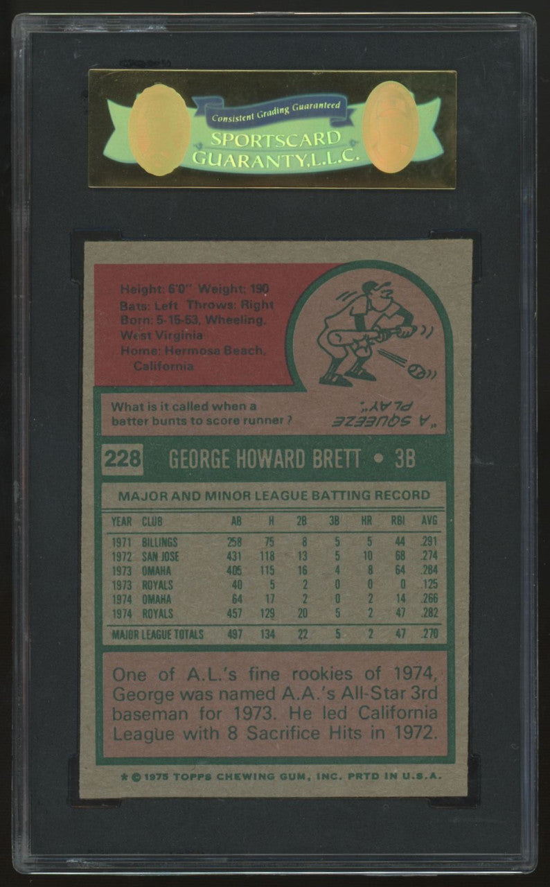 1975 Topps George Brett RC #228 SGC 6 *007