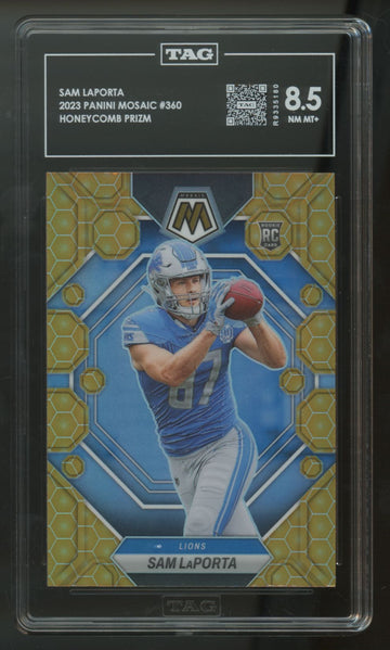 2023 Panini Mosaic Sam LaPorta RC Honeycomb Prizm SSP #360 TAG 8.5