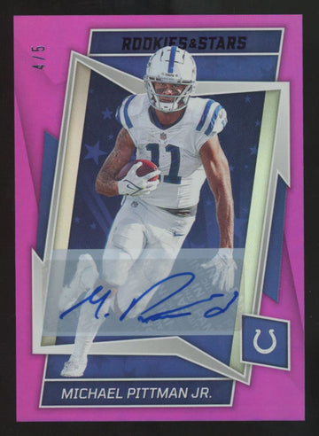 2022 Panini Rookies & Stars Michael Pittman Jr. Purple Auto /5 #43