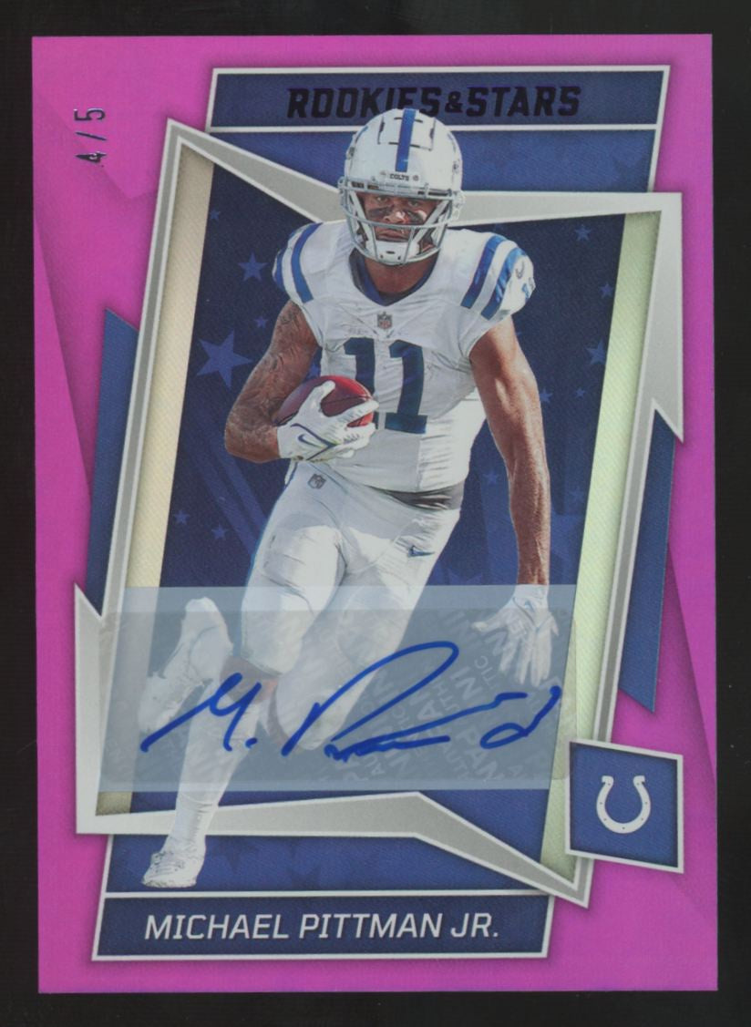 2022 Panini Rookies & Stars Michael Pittman Jr. Purple Auto /5 #43