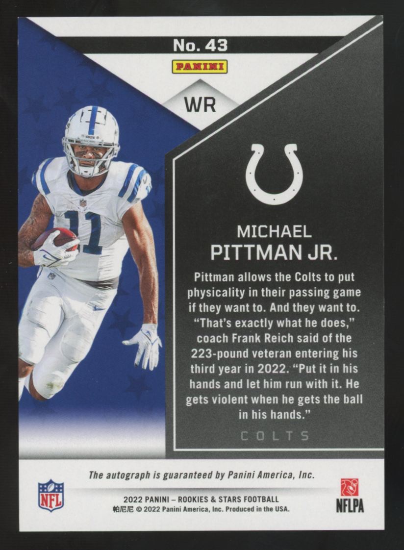2022 Panini Rookies & Stars Michael Pittman Jr. Purple Auto /5 #43