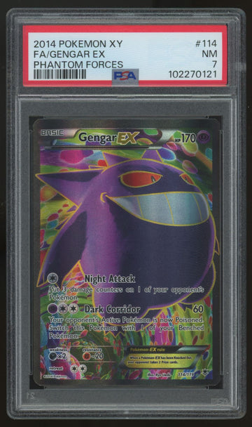 2014 Pokemon Gengar EX Phantom Forces Full Art #114 PSA 7
