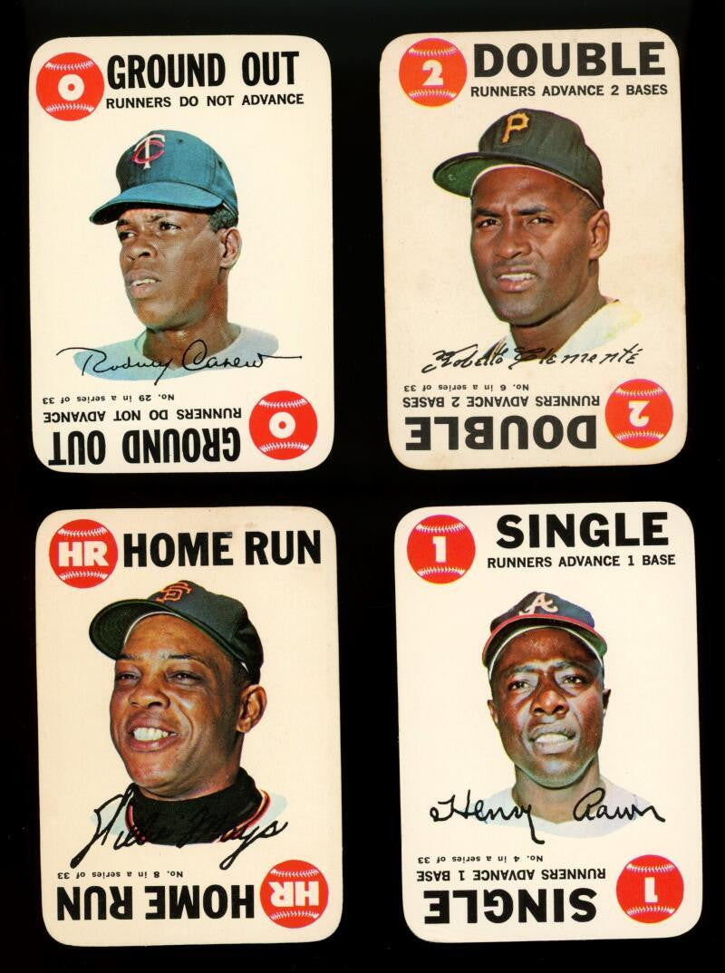 1968 Topps Baseball Insert Cards Lot of 13 w/ Mays, Aaron, and Clemente EX