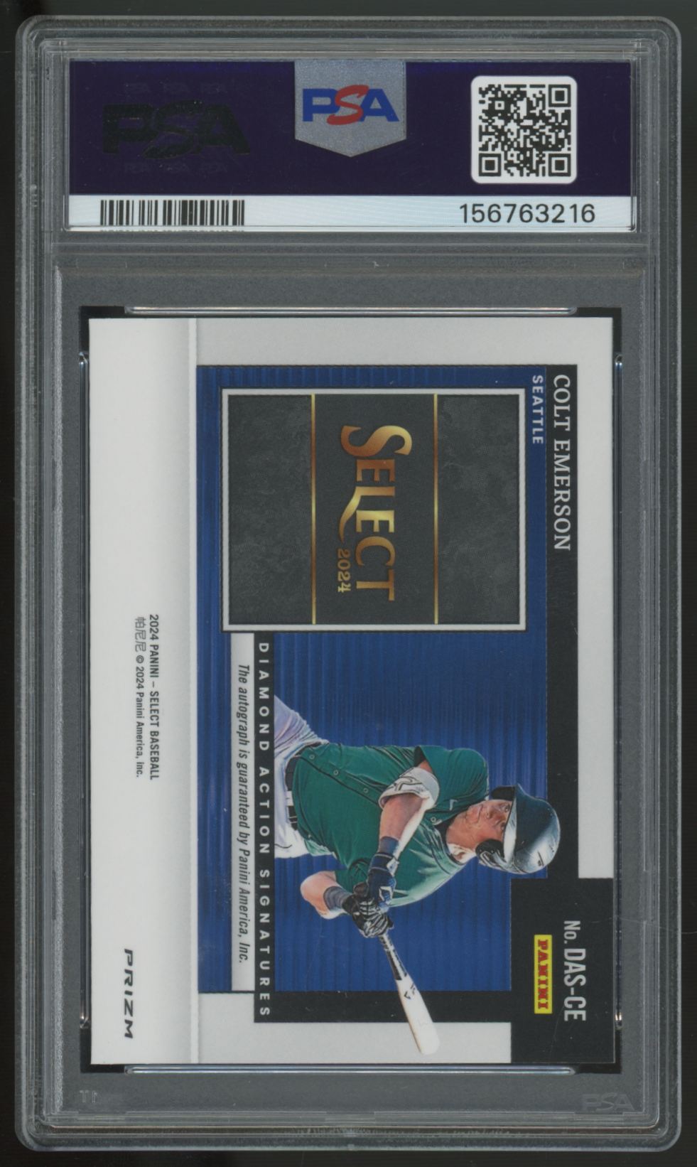 2024 Panini Select Colt Emerson Diamond Action Auto #DAS-CE PSA 10