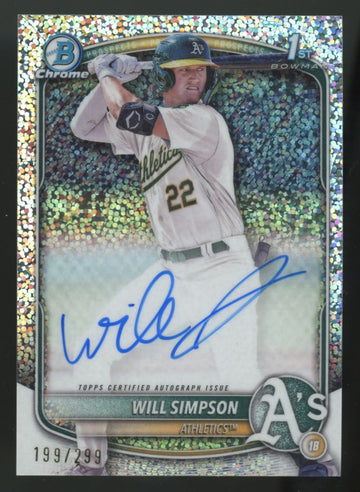 2025 Bowman Will Simpson 1st Chrome Prospect Speckle Auto /299 #CPA-WSI