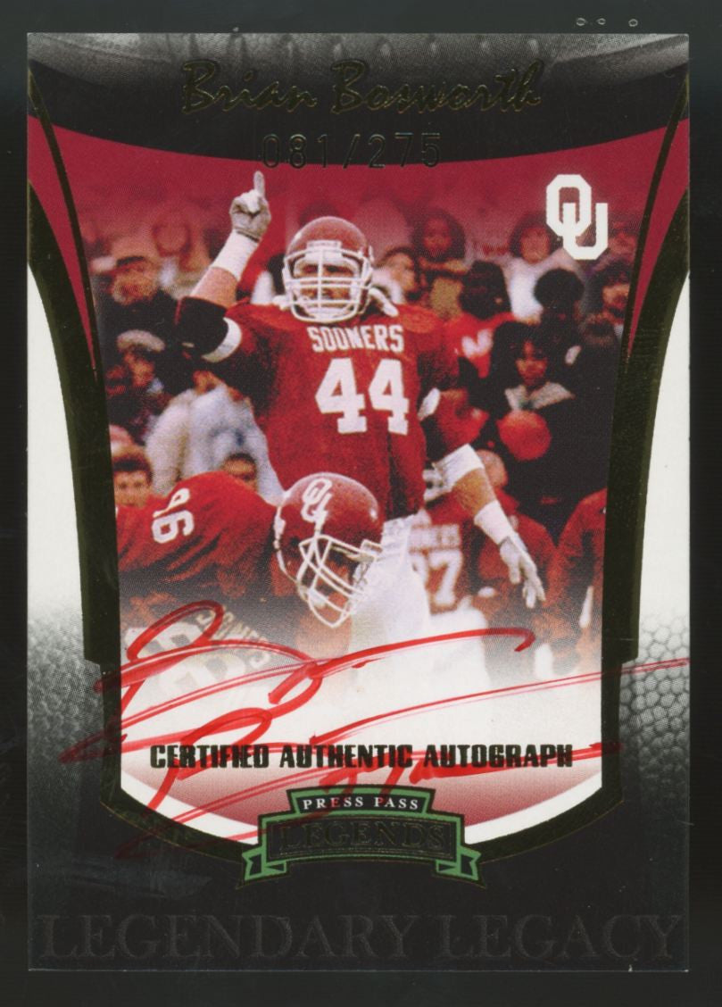 2006 Press Pass Legends Brian Bosworth Legendary Legacy Auto /275