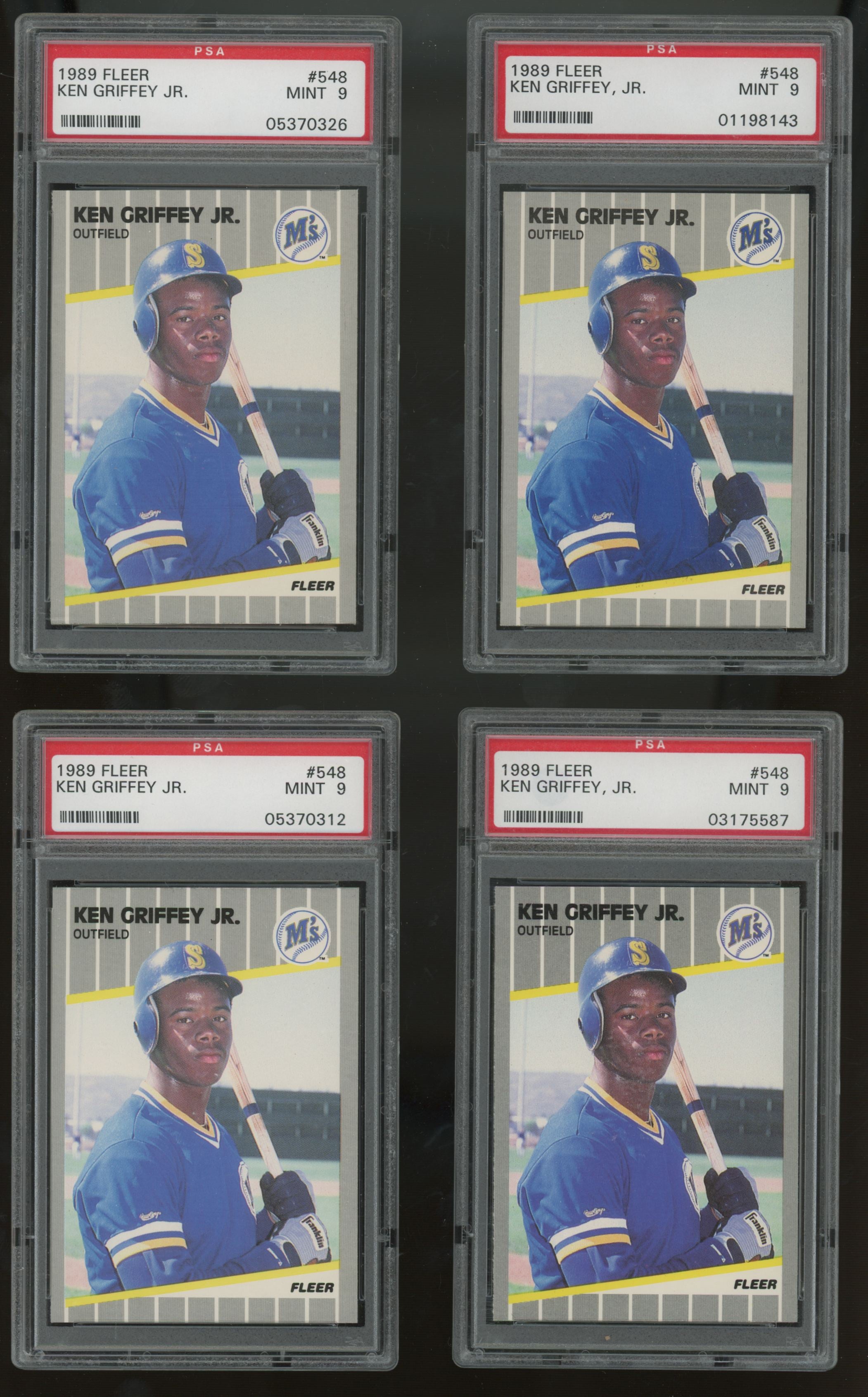 1989 Fleer Ken Griffey Jr. RC #548 PSA 9 Lot of 10