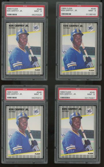 1989 Fleer Ken Griffey Jr. RC #548 PSA 9 Lot of 10