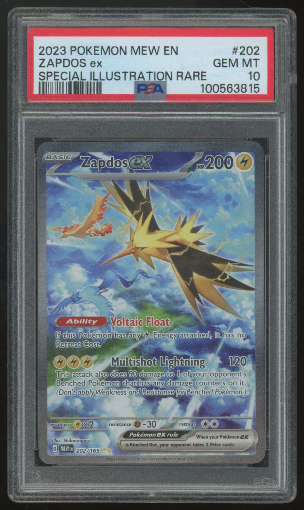 2023 Pokemon Zapdos ex 151 Special Illustration Rare #202 PSA 10 (B)