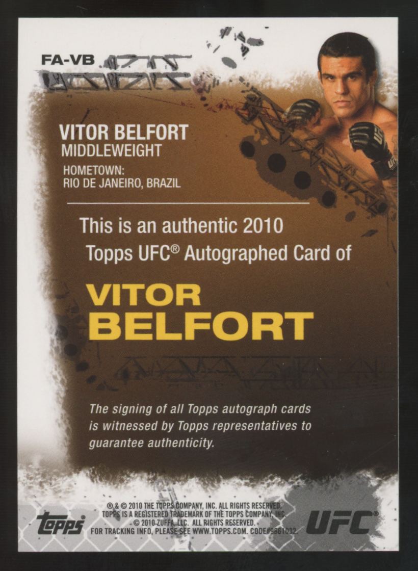 2010 Topps UFC Series Four Vitor Belfort 1st Auto #FA-VB