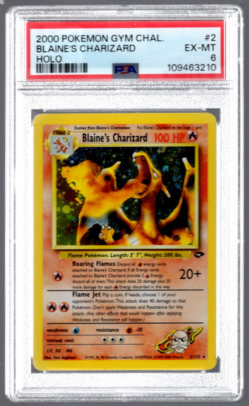 2000 Pokemon Blaine's Charizard Gym Challenge Unlimited Holo #2 PSA 6
