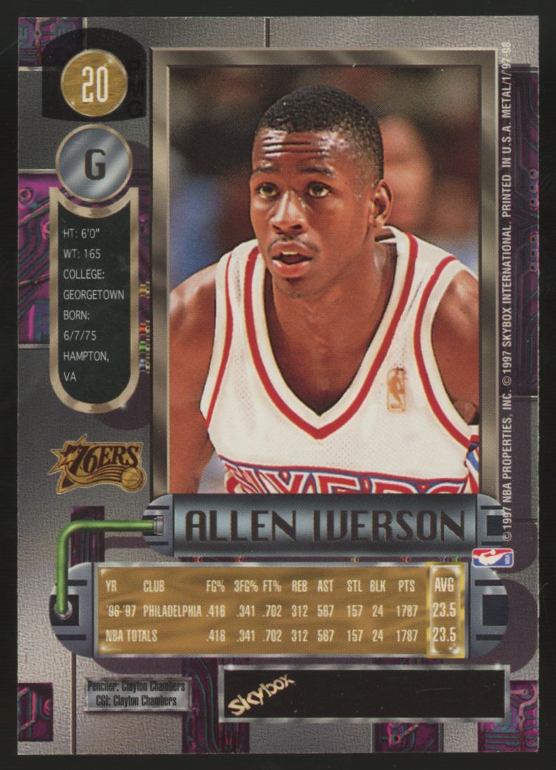 1997-98 SkyBox Metal Universe Allen Iverson #20 "A"