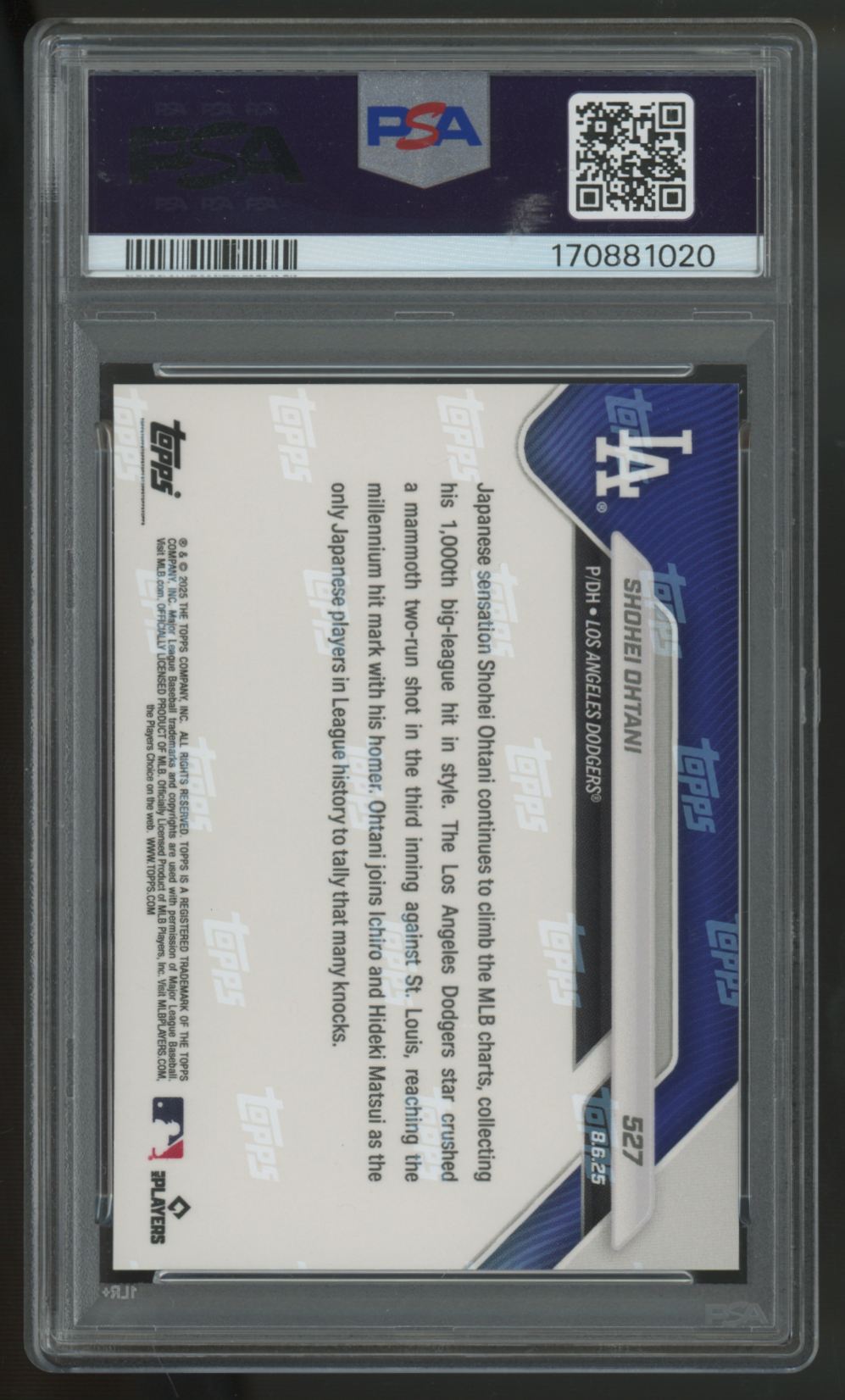 2025 Topps Now Shohei Ohtani #527 PSA 10