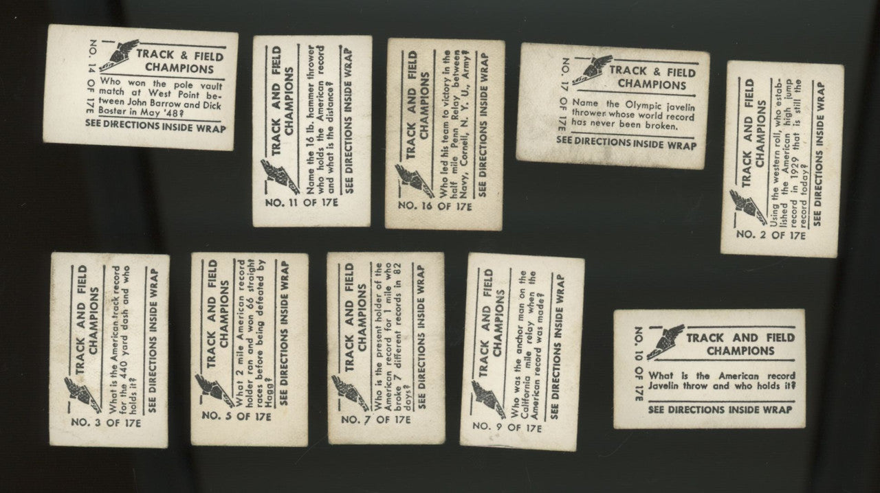1948 Topps Magic Track & Field Champions Lot of 10 Low Grade
