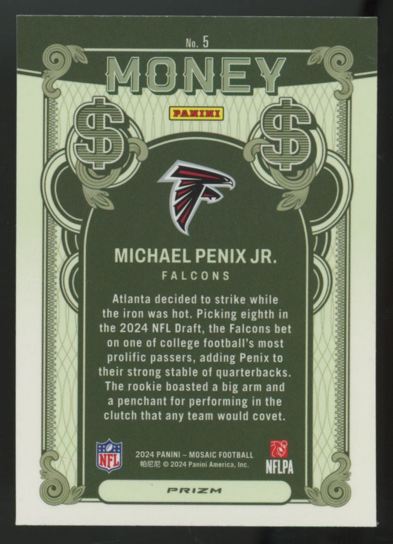 2024 Panini Mosaic Michael Penix Jr. RC Money Prizm SP #5