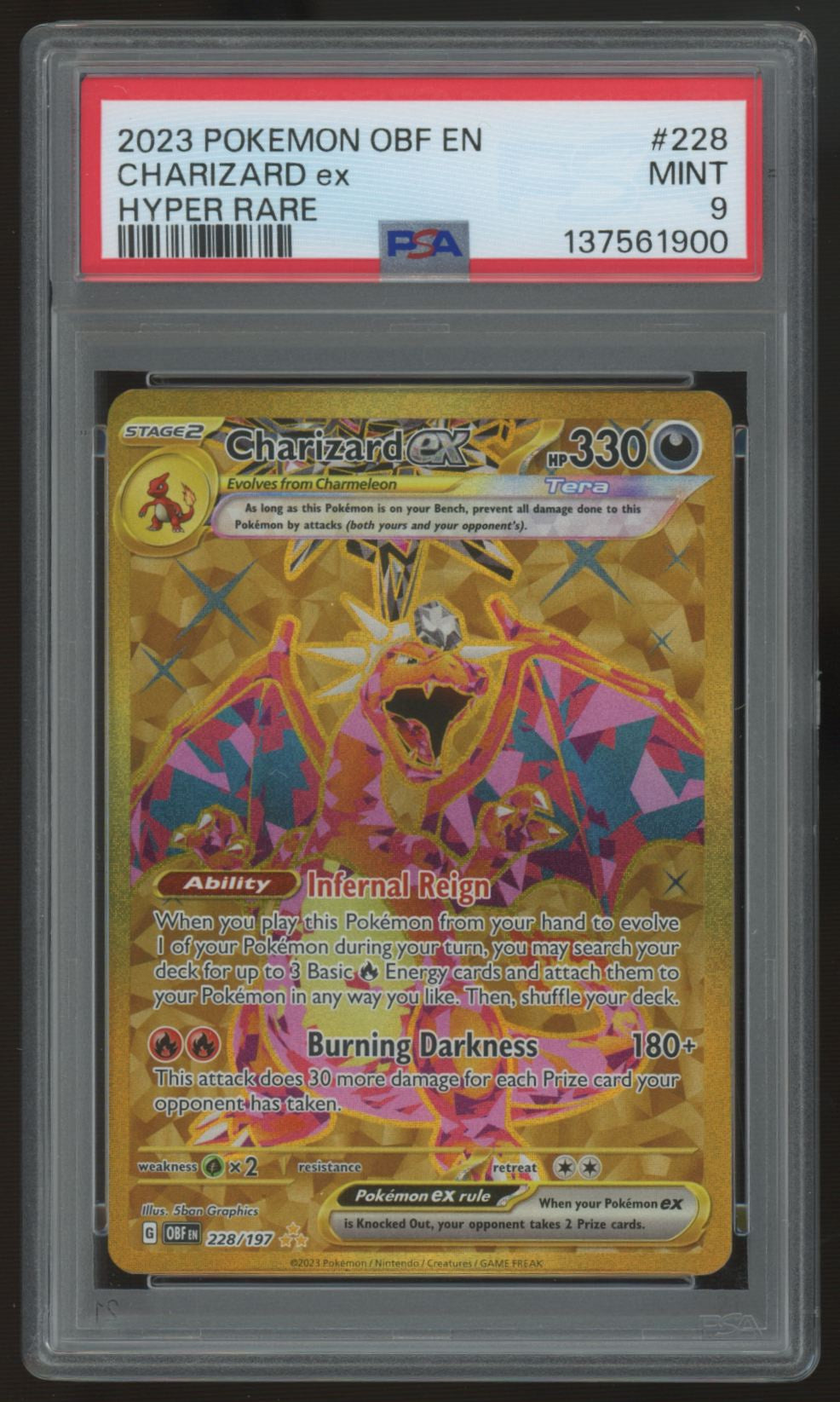 2023 Pokemon Charizard ex Obsidian Flames Hyper Rare #228 PSA 9 (C)