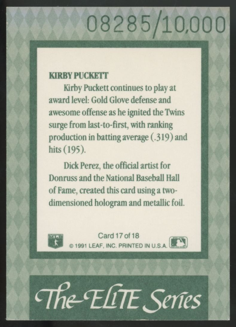1992 Donruss The Elite Series Kirby Puckett /10000 #17