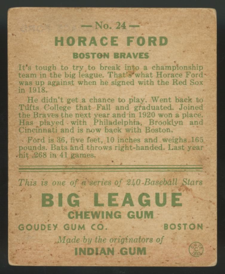 1933 Goudey Horace Ford #24 Good
