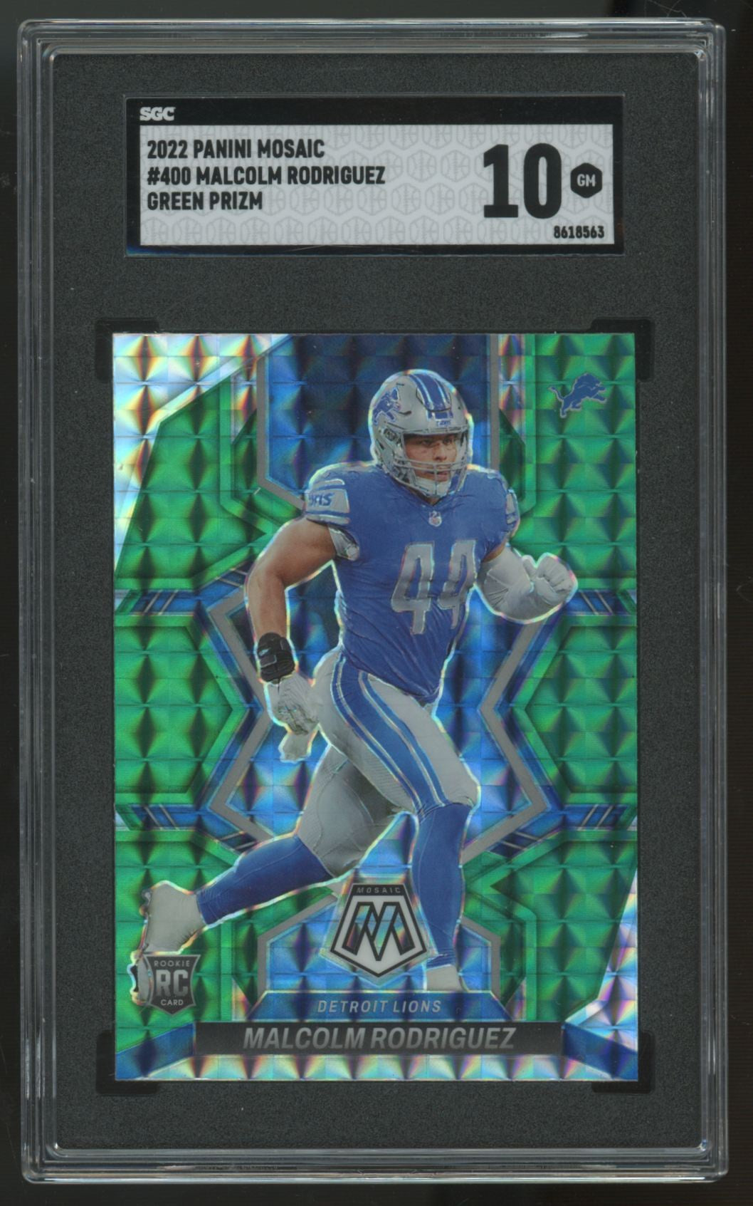 2022 Mosaic Malcolm Rodriguez RC Green Prizm #400 SGC 10