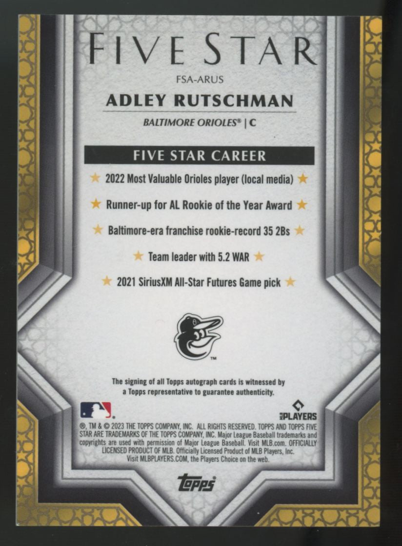 2023 Topps Five Star Adley Rutschman RC Aqua Auto /75 #FSA-ARUS