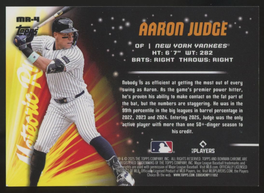 2025 Bowman Chrome Aaron Judge Meteoric Rise Yellow Mojo /75 #MR-4