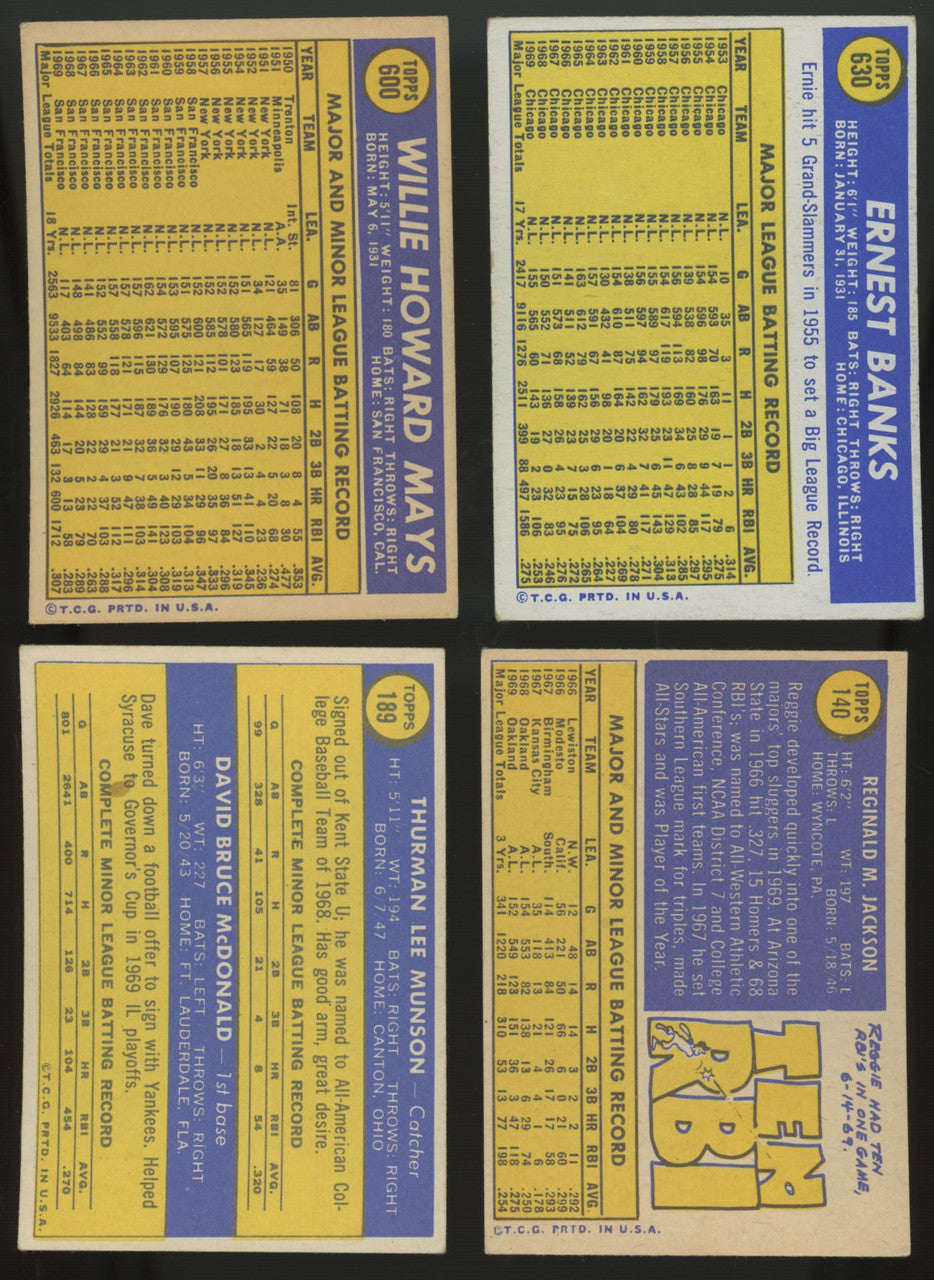 1970 Topps Baseball Complete Set (720) VG-EX Overall