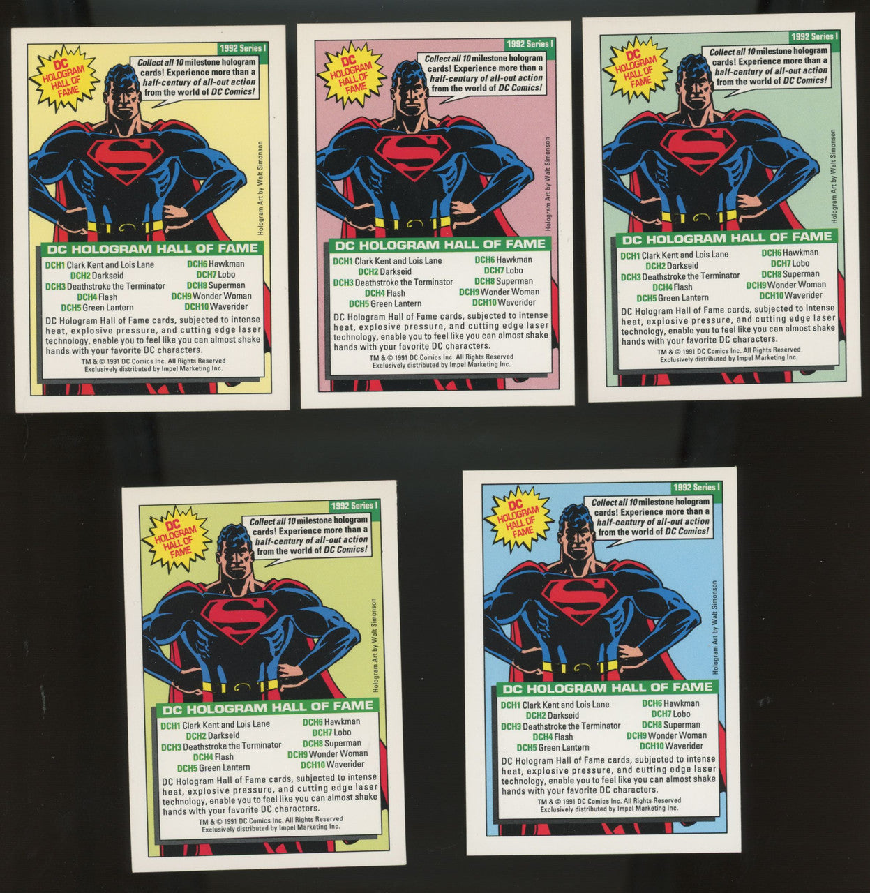 1992 Impel DC Cosmic Cards Series 1 Holo Hall Of Fame Complete Set (10)