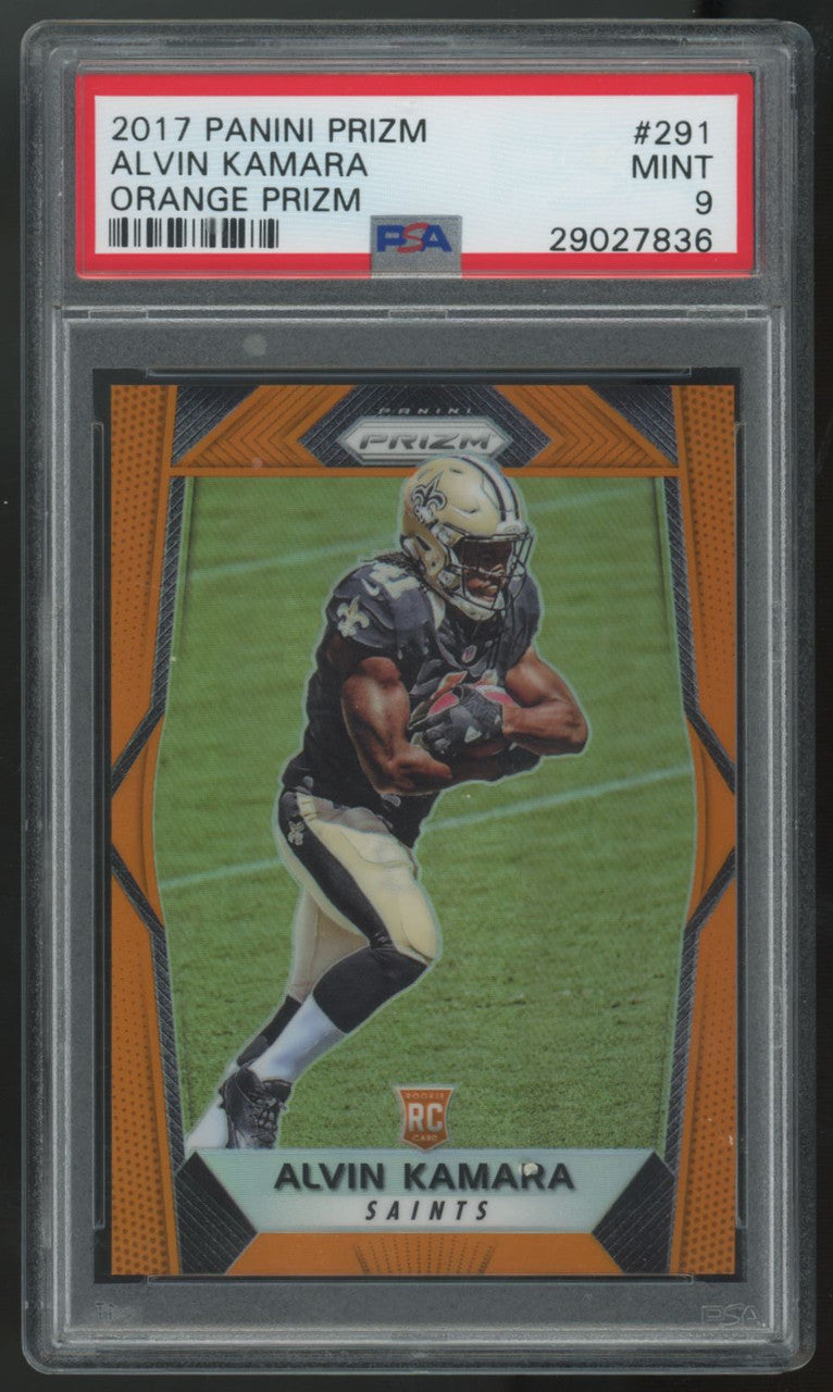 2017 Panini Prizm Alvin Kamara RC Orange /275 #291 PSA 9