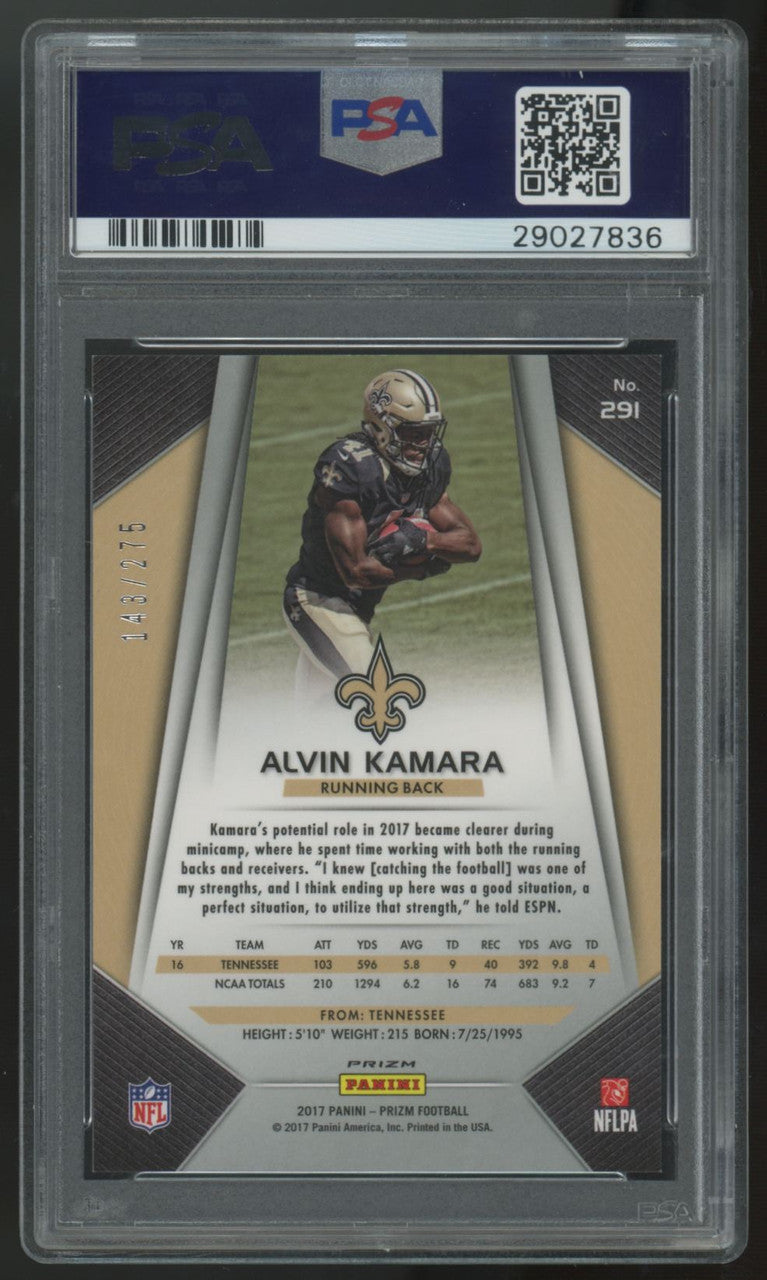 2017 Panini Prizm Alvin Kamara RC Orange /275 #291 PSA 9