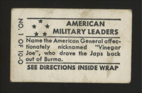 1948 Topps Magic Joseph Stilwell American Military Leaders #1 Good