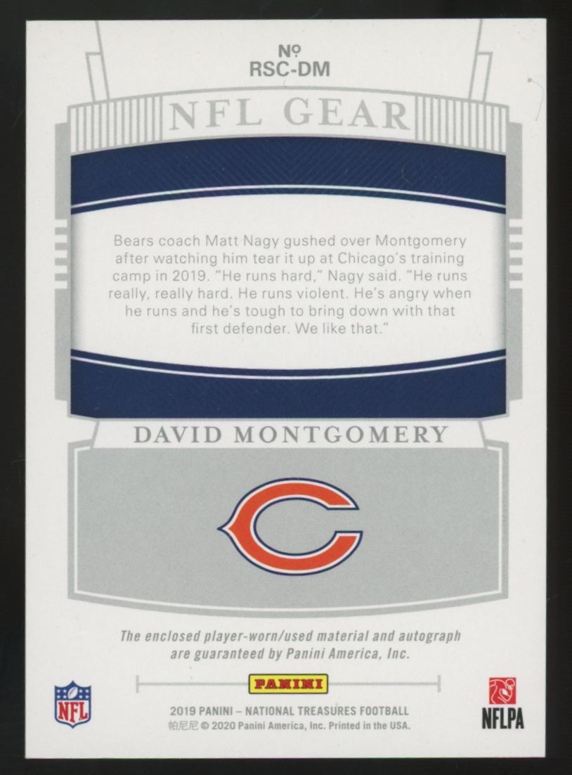 2019 National Treasures David Montgomery RC Gear Dual Patch Auto RPA /99 #RSC-DM
