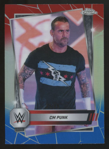 2025 Topps Chrome WWE CM Punk Red, White and Blue Refractor /85 #98