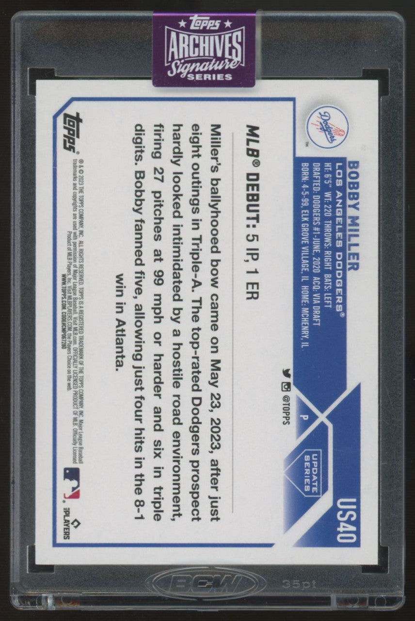 2025 Topps Archives Signature Series Bobby Miller Auto /20 #US40