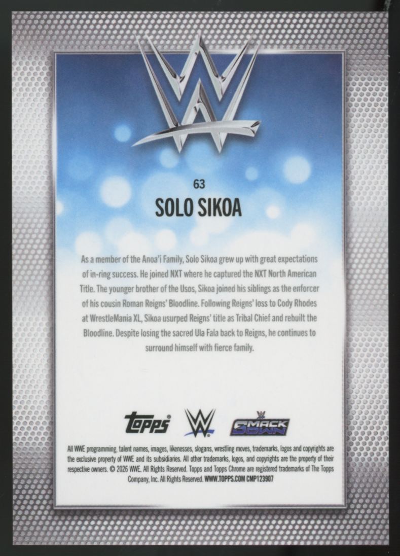 2026 Topps Chrome WWE Solo Sikoa Orange Geometric /25 #63