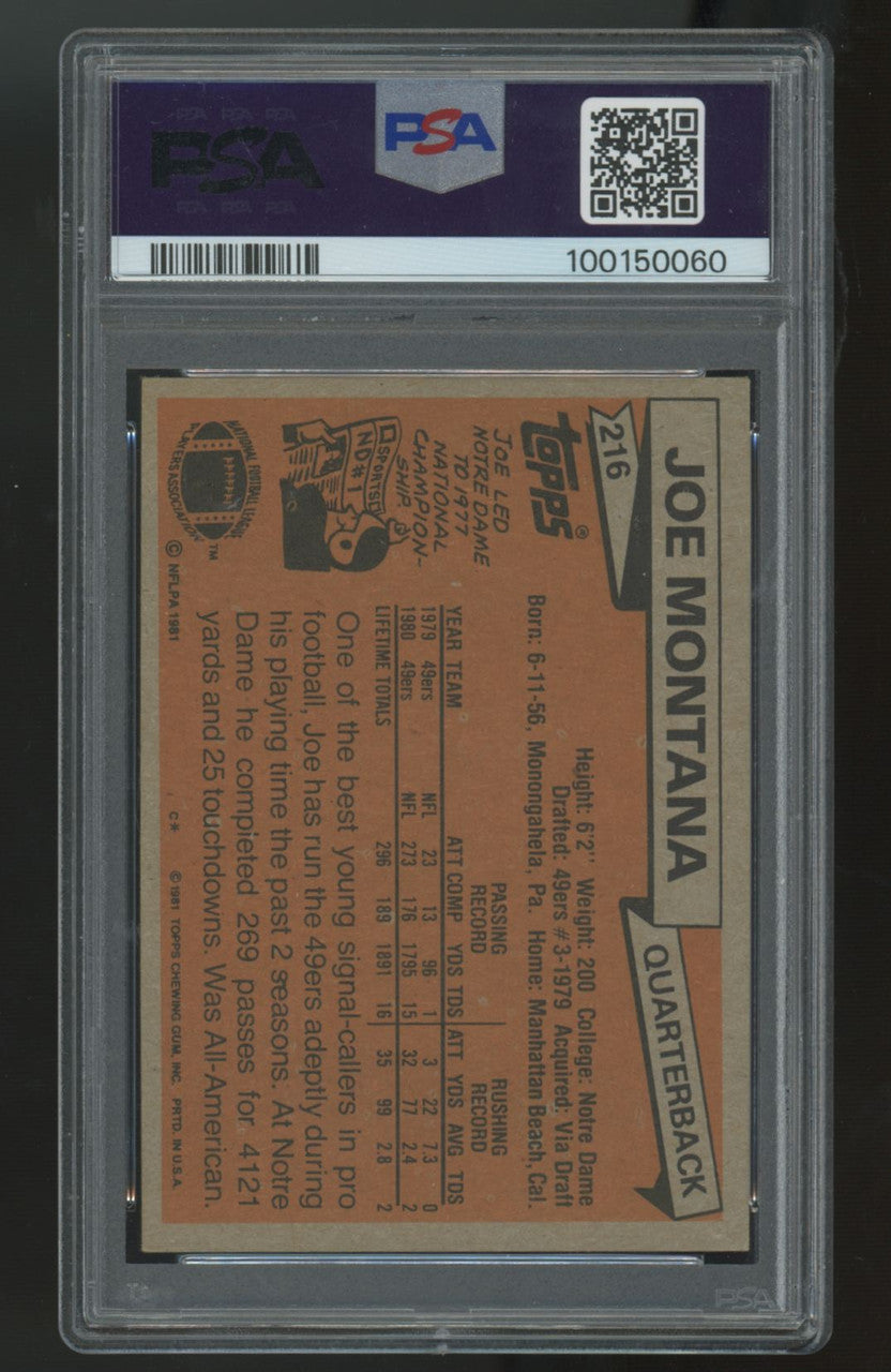 1981 Topps Joe Montana RC #216 PSA 5 *0060