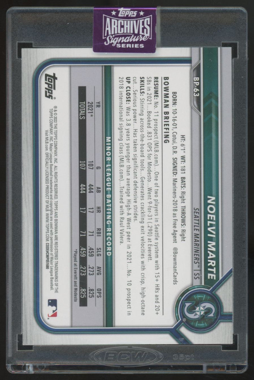 2025 Topps Archives Signature Series Noelvi Marte Auto /5 #BP-63