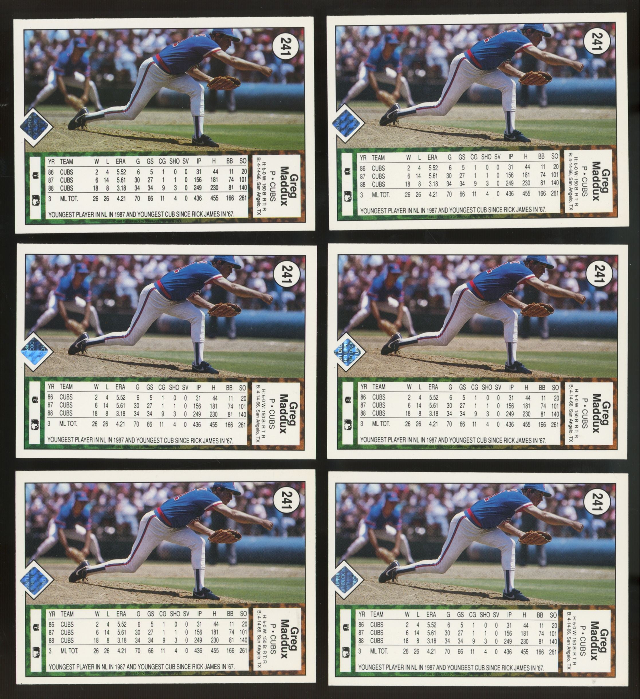 1989 Upper Deck Greg Maddux #241 (Lot of 50)