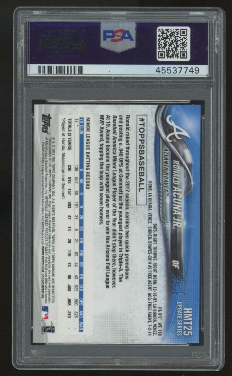 2018 Topps Chrome Update Ronald Acuna Jr. RC #HMT25 PSA 10