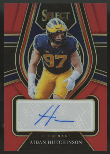 2022 Panini Select Draft Picks Aidan Hutchinson RC Red Prizm Auto #RS-AH1