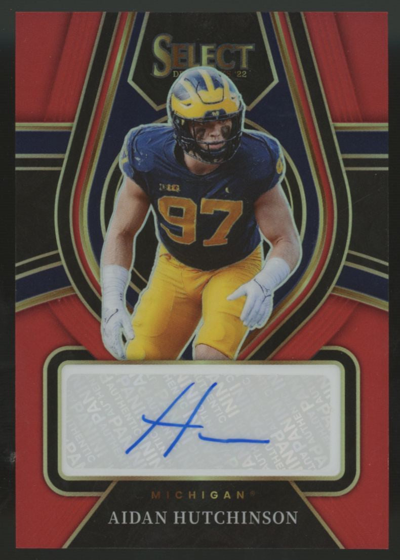 2022 Panini Select Draft Picks Aidan Hutchinson RC Red Prizm Auto #RS-AH1