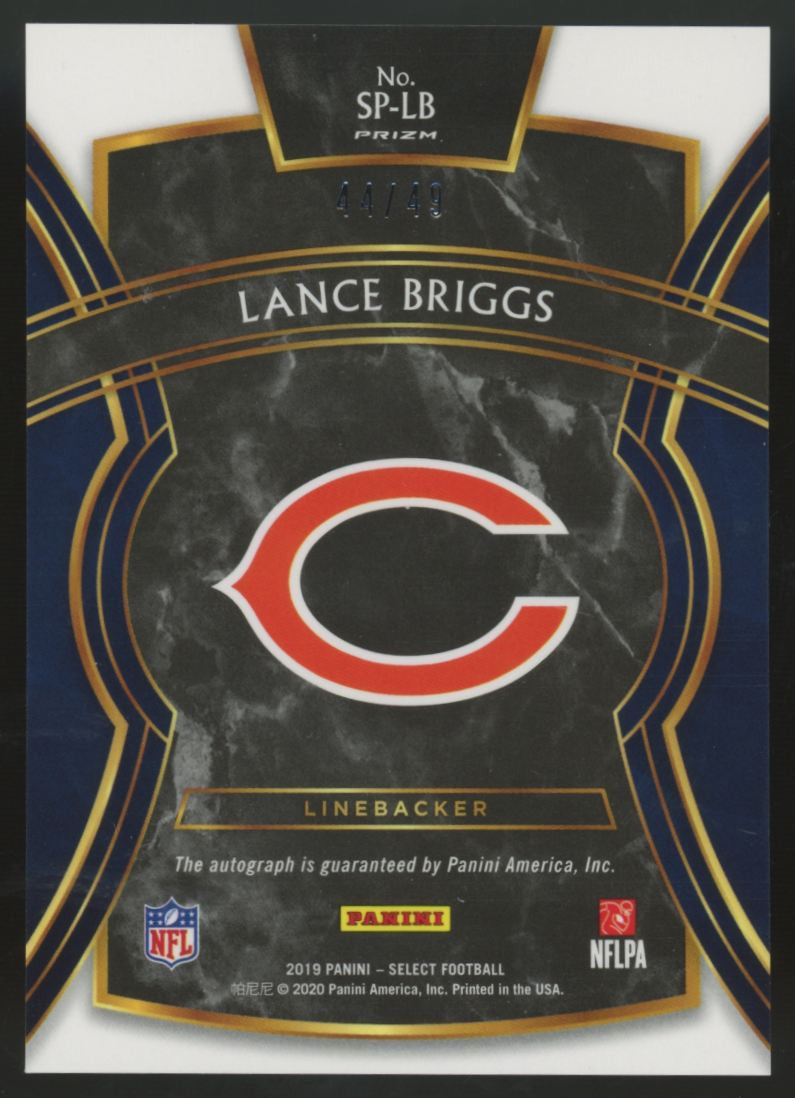 2019 Panini Select Lance Briggs Maroon Prizm Auto /49 #SP-LB