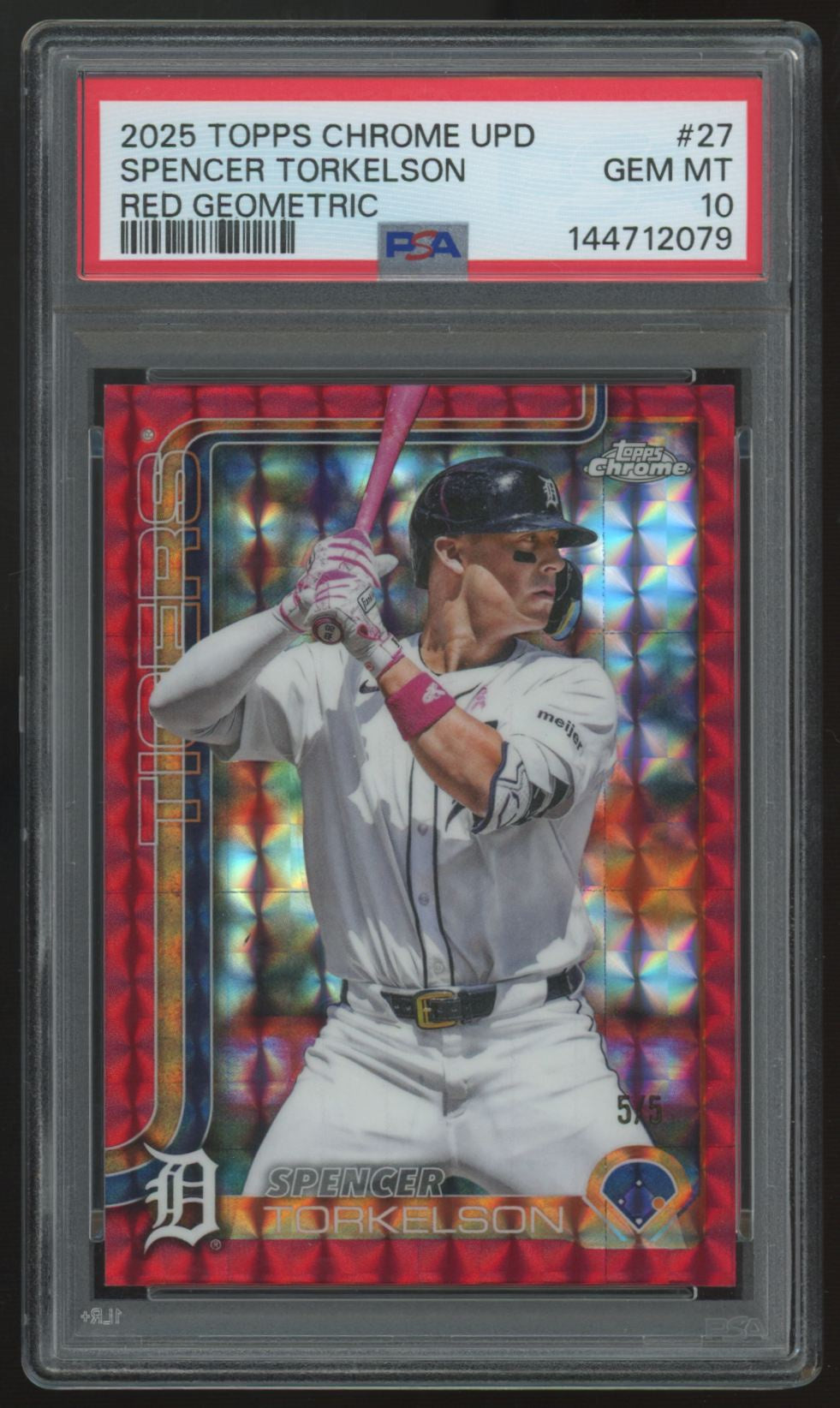 2025 Topps Chrome Update Spencer Torkelson Red Geometric /5 #27 PSA 10