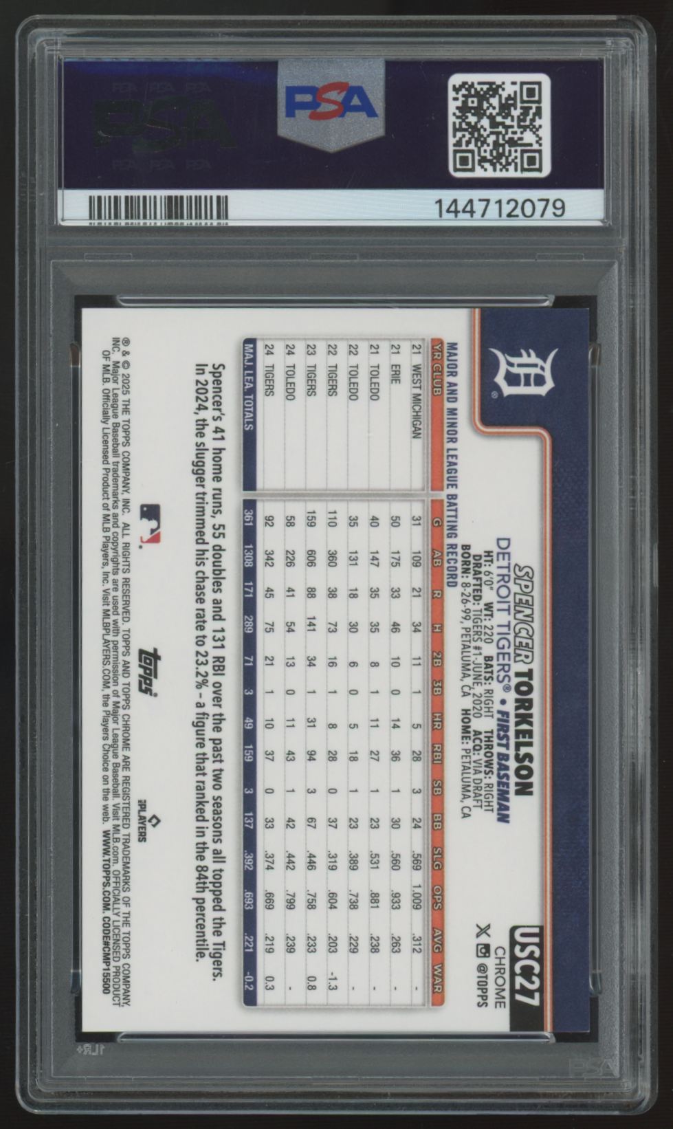 2025 Topps Chrome Update Spencer Torkelson Red Geometric /5 #27 PSA 10