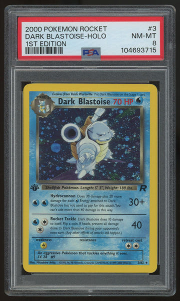 2000 Pokemon Dark Blastoise Team Rocket 1st Edition Holo #3 PSA 8