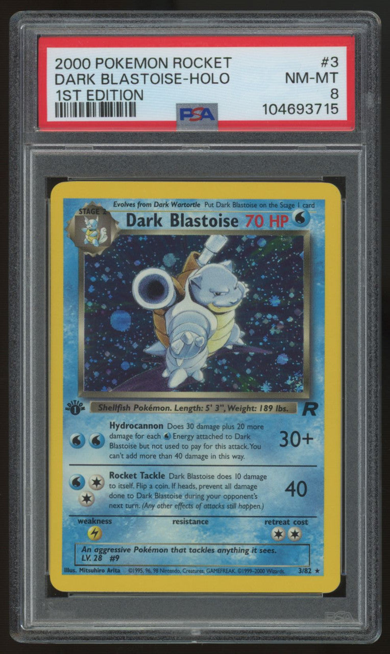 2000 Pokemon Dark Blastoise Team Rocket 1st Edition Holo #3 PSA 8