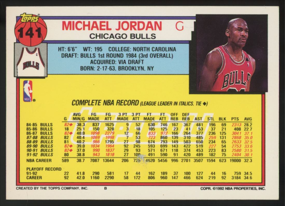 1992-93 Topps Michael Jordan Gold Foil #141